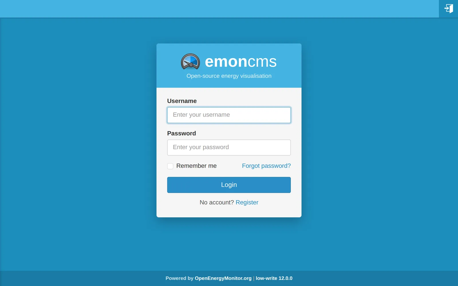 Login page