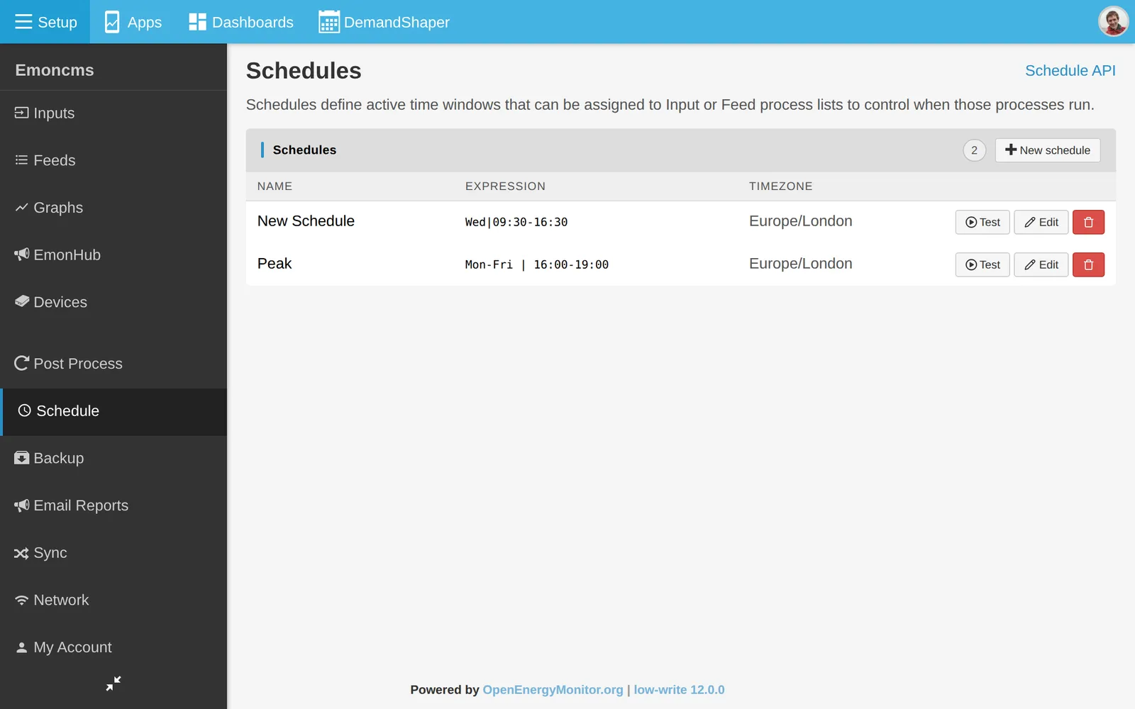Schedules